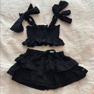Black Ruffled Two-Piece Set
